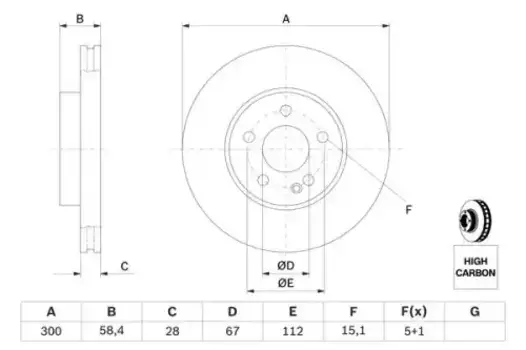 Тормозной диск BOSCH 0 986 479 137 вентилируемый передняя ось