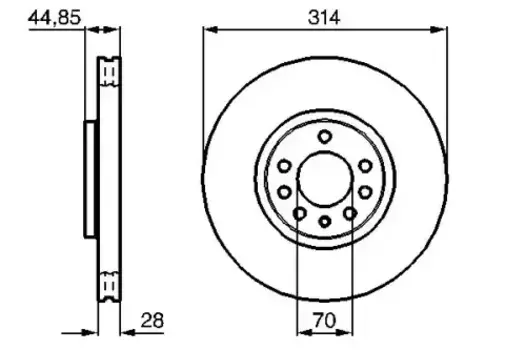 Тормозной диск BOSCH 0 986 479 143 вентилируемый передняя ось