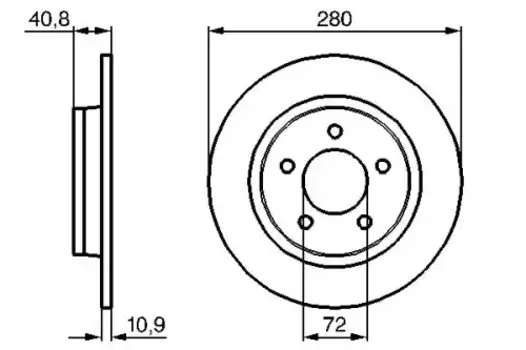 Тормозной диск BOSCH 0 986 479 181 полный задняя ось
