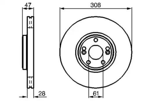 Тормозной диск BOSCH 0 986 479 198 вентилируемый передняя ось