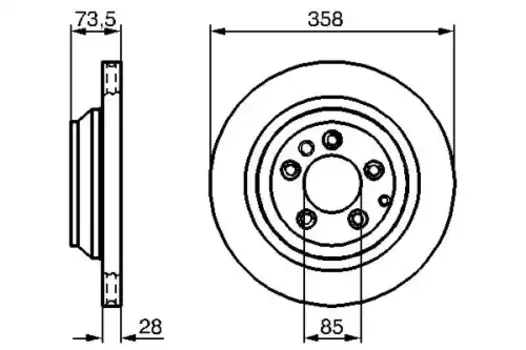 Тормозной диск BOSCH 0 986 479 259 вентилируемый задняя ось