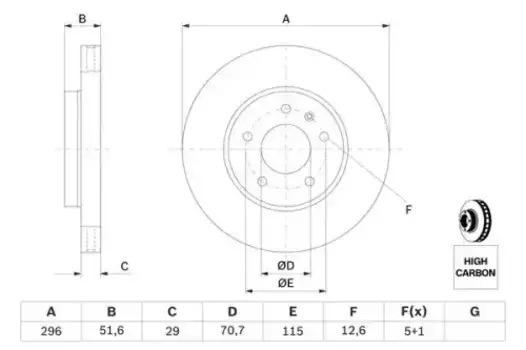 Тормозной диск BOSCH 0 986 479 267 вентилируемый передняя ось