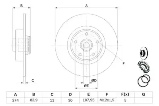 Тормозной диск BOSCH 0 986 479 273 полный задняя ось