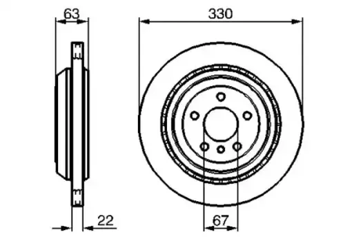 Тормозной диск BOSCH 0 986 479 285 вентилируемый задняя ось