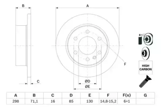 Тормозной диск BOSCH 0 986 479 295 полный задняя ось