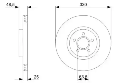 Тормозной диск BOSCH 0 986 479 310 вентилируемый передняя ось