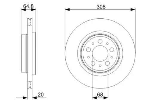 Тормозной диск BOSCH 0 986 479 320 вентилируемый задний мост