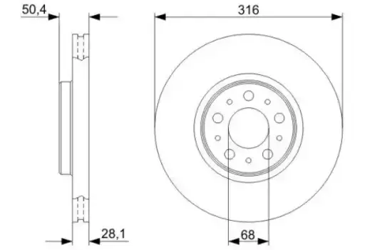Тормозной диск BOSCH 0 986 479 322 вентилируемый передняя ось