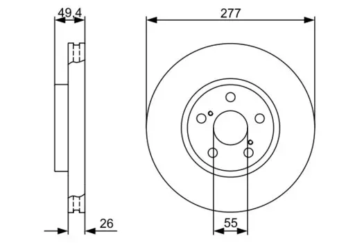 Тормозной диск BOSCH 0 986 479 340 вентилируемый передняя ось