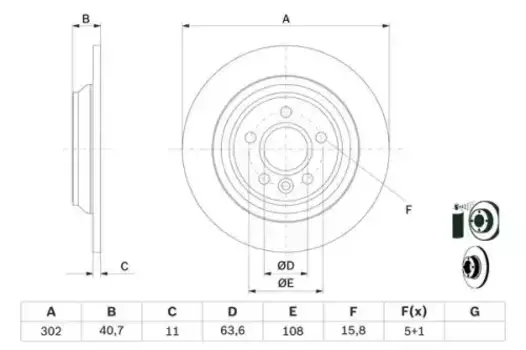 Тормозной диск BOSCH 0 986 479 397 полный задняя ось