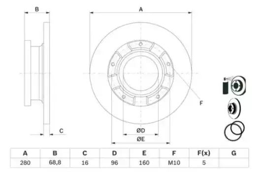 Тормозной диск BOSCH 0 986 479 401 полный задняя ось