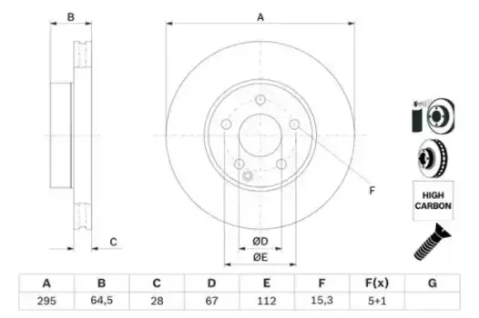 Тормозной диск BOSCH 0 986 479 407 вентилируемый передняя ось