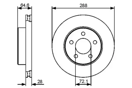 Тормозной диск BOSCH 0 986 479 461 вентилируемый передняя ось