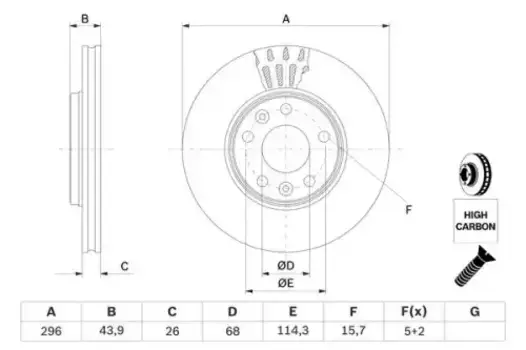 Тормозной диск BOSCH 0 986 479 551 вентилируемый передняя ось