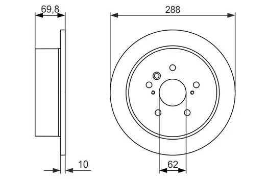 Тормозной диск BOSCH 0 986 479 614 полный задний мост