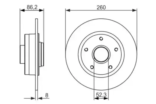 Тормозной диск BOSCH 0 986 479 684 полный задняя ось