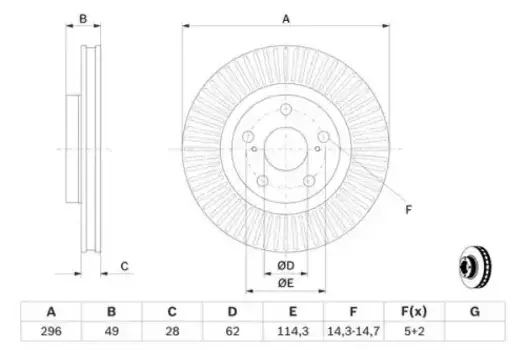 Тормозной диск BOSCH 0 986 479 768 вентилируемый передняя ось