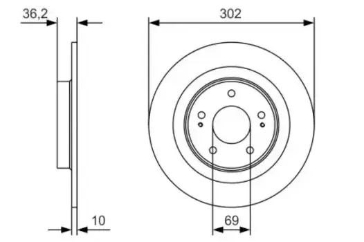 Тормозной диск BOSCH 0 986 479 B04 полный задняя ось