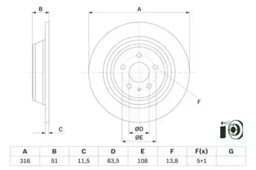 Тормозной диск BOSCH 0 986 479 D86 полный задняя ось