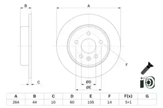Тормозной диск BOSCH 0 986 479 D89 полный передняя ось