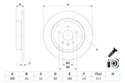 Тормозной диск BOSCH 0 986 479 D90 полный передняя ось