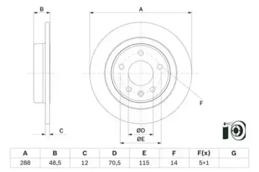 Тормозной диск BOSCH 0 986 479 F83 полный задняя ось