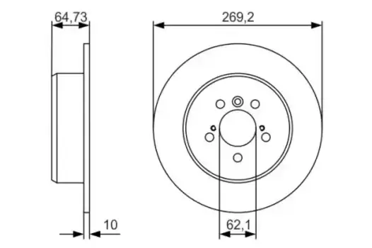 Тормозной диск BOSCH 0 986 479 R00 полный задняя ось