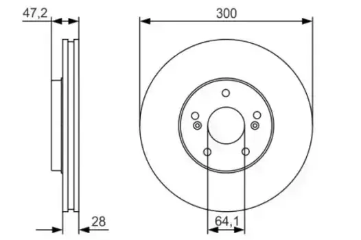 Тормозной диск BOSCH 0 986 479 R47 вентилируемый передняя ось