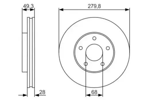 Тормозной диск BOSCH 0 986 479 R90 вентилируемый передняя ось