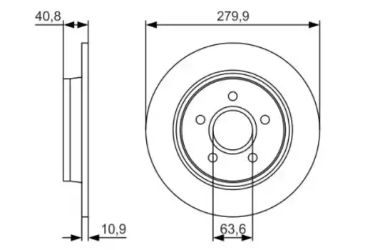 Тормозной диск BOSCH 0 986 479 S49 полный задняя ось
