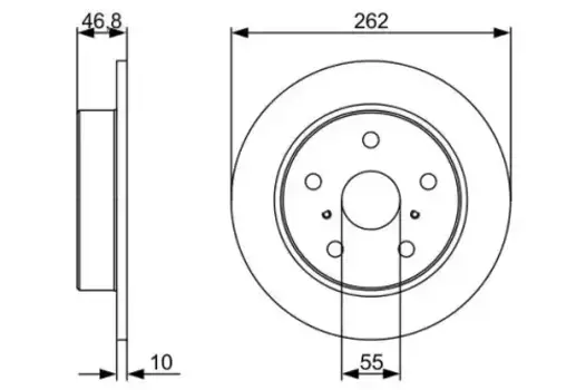 Тормозной диск BOSCH 0 986 479 V55 полный задняя ось