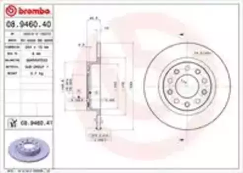 Тормозной диск BREMBO 08.9460.41 полный задняя ось