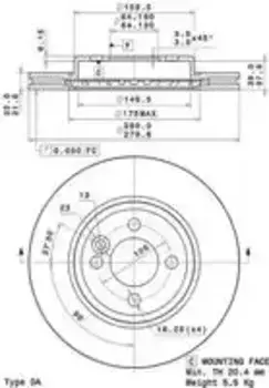 Тормозной диск BREMBO 09.A761.11 вентилируемый передняя ось