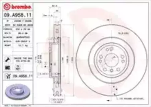 Тормозной диск BREMBO 09.A958.11 вентилируемый передняя ось