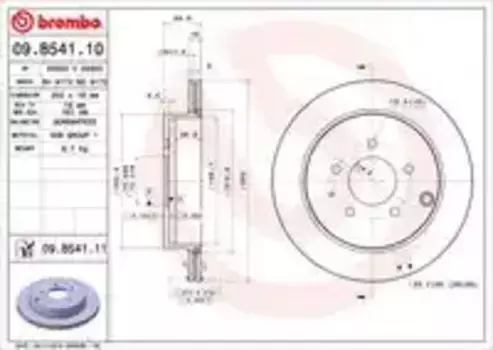 Тормозной диск BREMBO 09.B541.11 вентилируемый задняя ось
