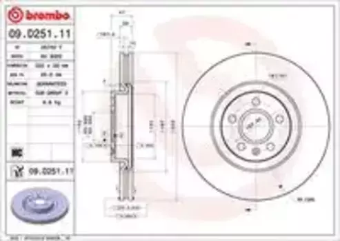 Тормозной диск BREMBO 09.D251.11 вентилируемый передняя ось