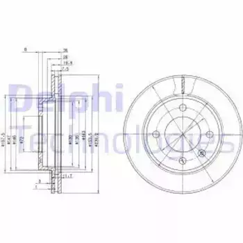 Тормозной диск DELPHI BG2273 вентилируемый передняя ось