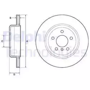 Тормозной диск DELPHI BG4664C вентилируемый задняя ось