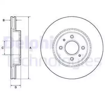 Тормозной диск DELPHI BG4743C вентилируемый передняя ось