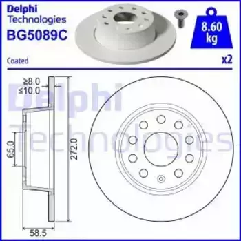 Тормозной диск DELPHI BG5089C