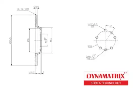 Тормозной диск DYNAMAX DBD1275 полный задняя ось