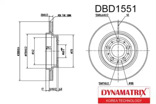 Тормозной диск DYNAMAX DBD1551 вентилируемый задняя ось