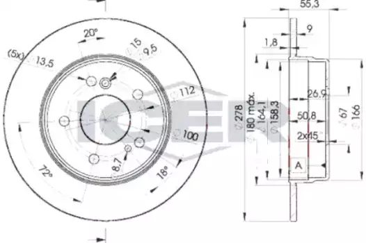 Тормозной диск ICER 78BD0412-2 полный задняя ось