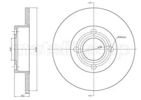 Тормозной диск METELLI 23-0062 полный передняя ось