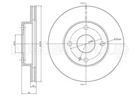 Тормозной диск METELLI 23-0276 вентилируемый передняя ось