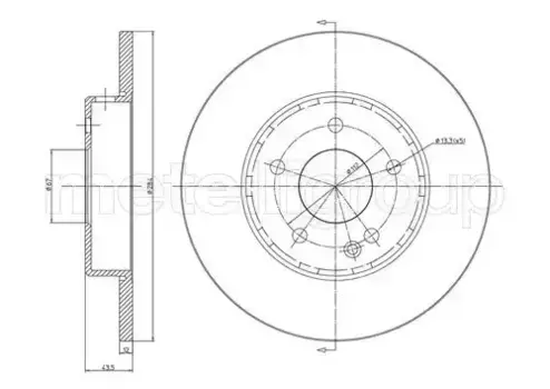 Тормозной диск METELLI 23-0313C полный передняя ось