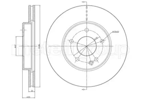 Тормозной диск METELLI 23-0314C вентилируемый передняя ось
