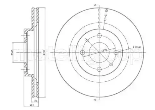 Тормозной диск METELLI 23-0411 вентилируемый передняя ось