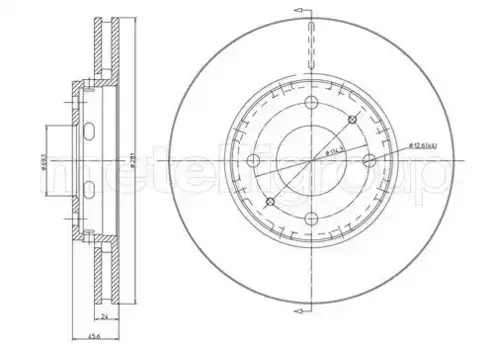 Тормозной диск METELLI 23-0467C вентилируемый передняя ось