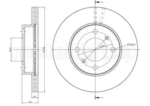 Тормозной диск METELLI 23-0505C вентилируемый передняя ось
